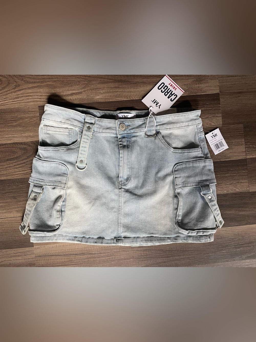 YMI Y2K Cargo style light denim mini skirt size Juniors 13/31